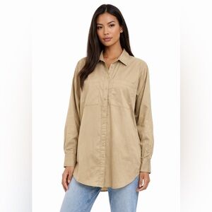 Naked wardrobe tan button down